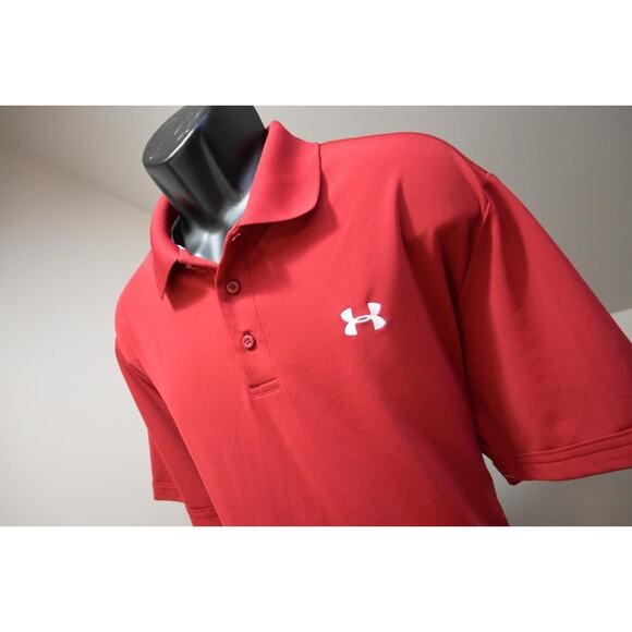 Under Armour Golf Polo HeatGear Loose Red Athletic Shirt Mens Size XL - Picture 1 of 9